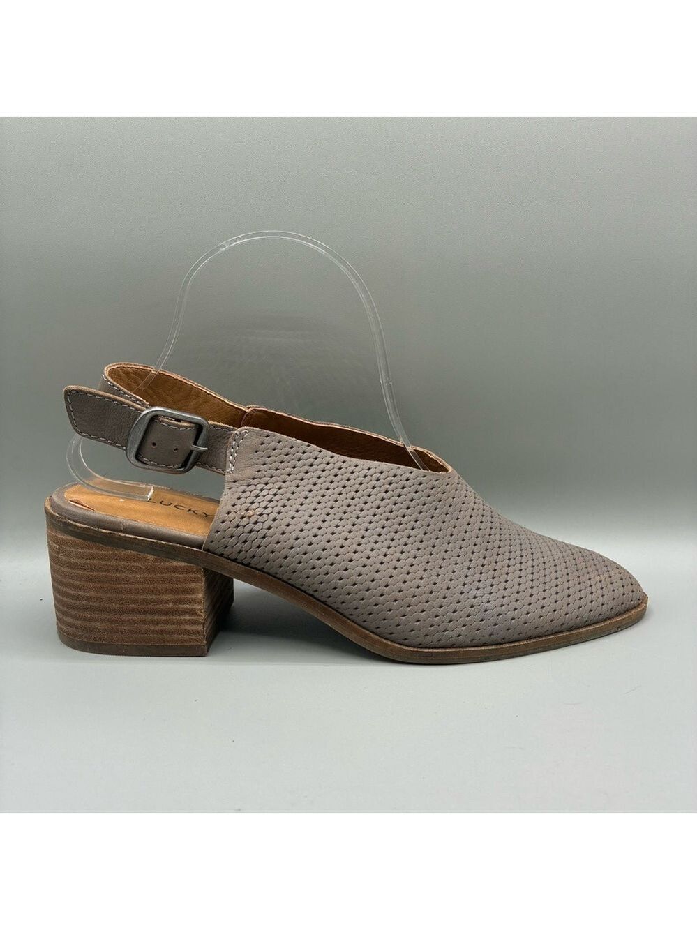 Lucky Brand Lideton Heeled Sandal Mules Women’s 9 M Taupe Leather